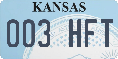 KS license plate 003HFT