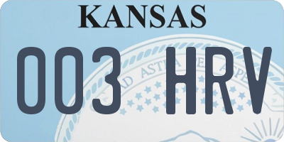 KS license plate 003HRV