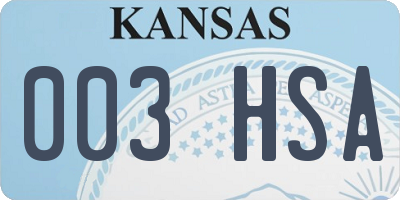 KS license plate 003HSA