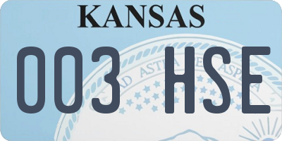KS license plate 003HSE