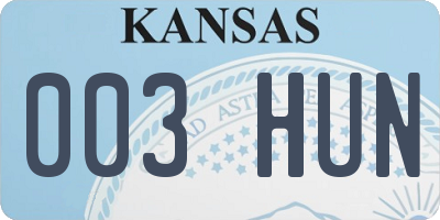 KS license plate 003HUN