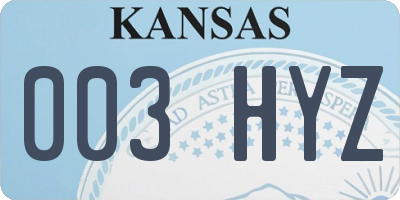 KS license plate 003HYZ