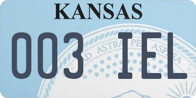 KS license plate 003IEL