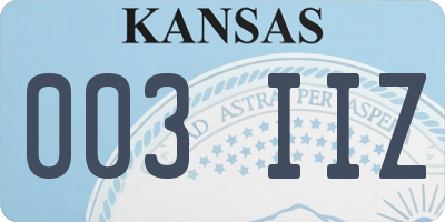 KS license plate 003IIZ