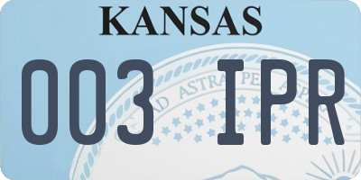 KS license plate 003IPR
