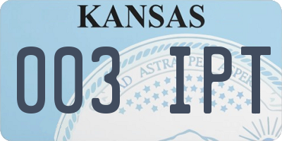 KS license plate 003IPT