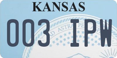 KS license plate 003IPW
