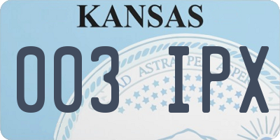 KS license plate 003IPX