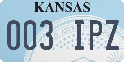 KS license plate 003IPZ