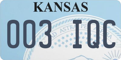 KS license plate 003IQC