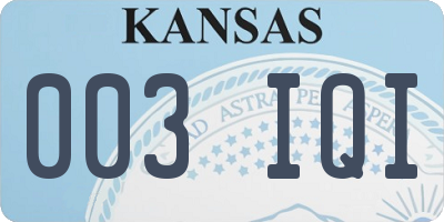 KS license plate 003IQI