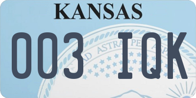 KS license plate 003IQK