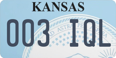KS license plate 003IQL