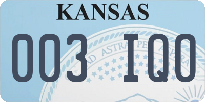 KS license plate 003IQO