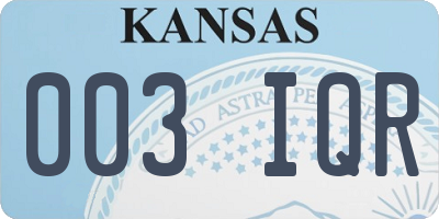 KS license plate 003IQR