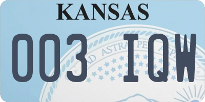 KS license plate 003IQW