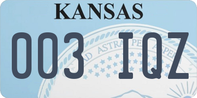 KS license plate 003IQZ