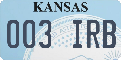 KS license plate 003IRB