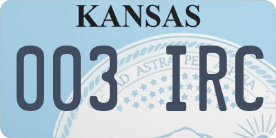 KS license plate 003IRC