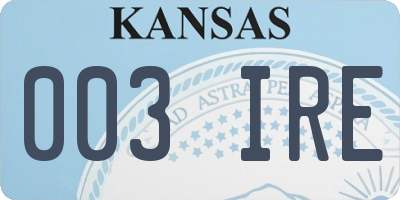 KS license plate 003IRE