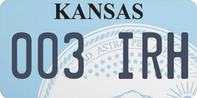 KS license plate 003IRH