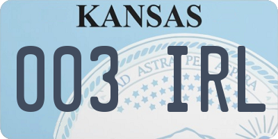 KS license plate 003IRL