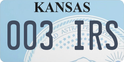 KS license plate 003IRS