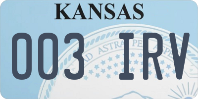 KS license plate 003IRV