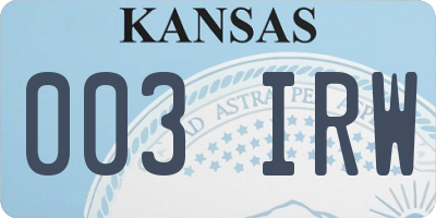 KS license plate 003IRW