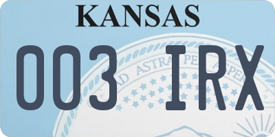 KS license plate 003IRX