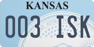 KS license plate 003ISK