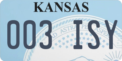 KS license plate 003ISY