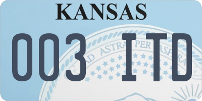 KS license plate 003ITD