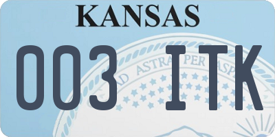 KS license plate 003ITK