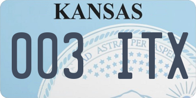 KS license plate 003ITX