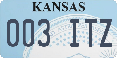 KS license plate 003ITZ