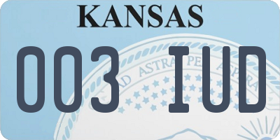 KS license plate 003IUD