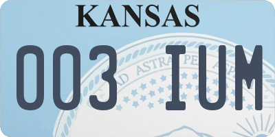 KS license plate 003IUM