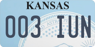 KS license plate 003IUN