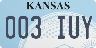 KS license plate 003IUY