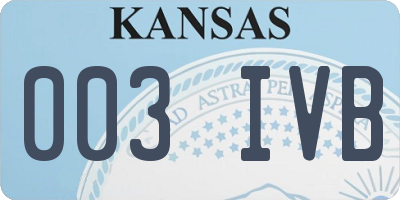 KS license plate 003IVB