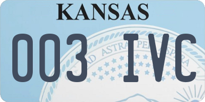 KS license plate 003IVC