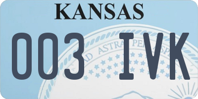 KS license plate 003IVK