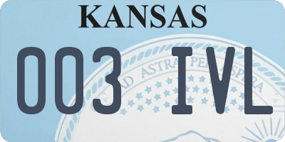 KS license plate 003IVL