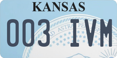 KS license plate 003IVM