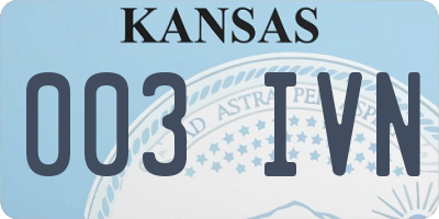 KS license plate 003IVN