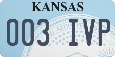 KS license plate 003IVP