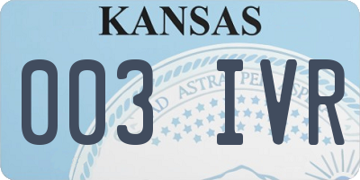 KS license plate 003IVR