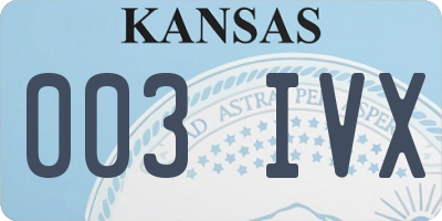 KS license plate 003IVX