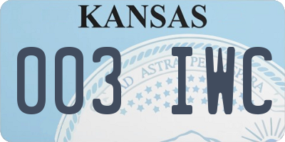 KS license plate 003IWC